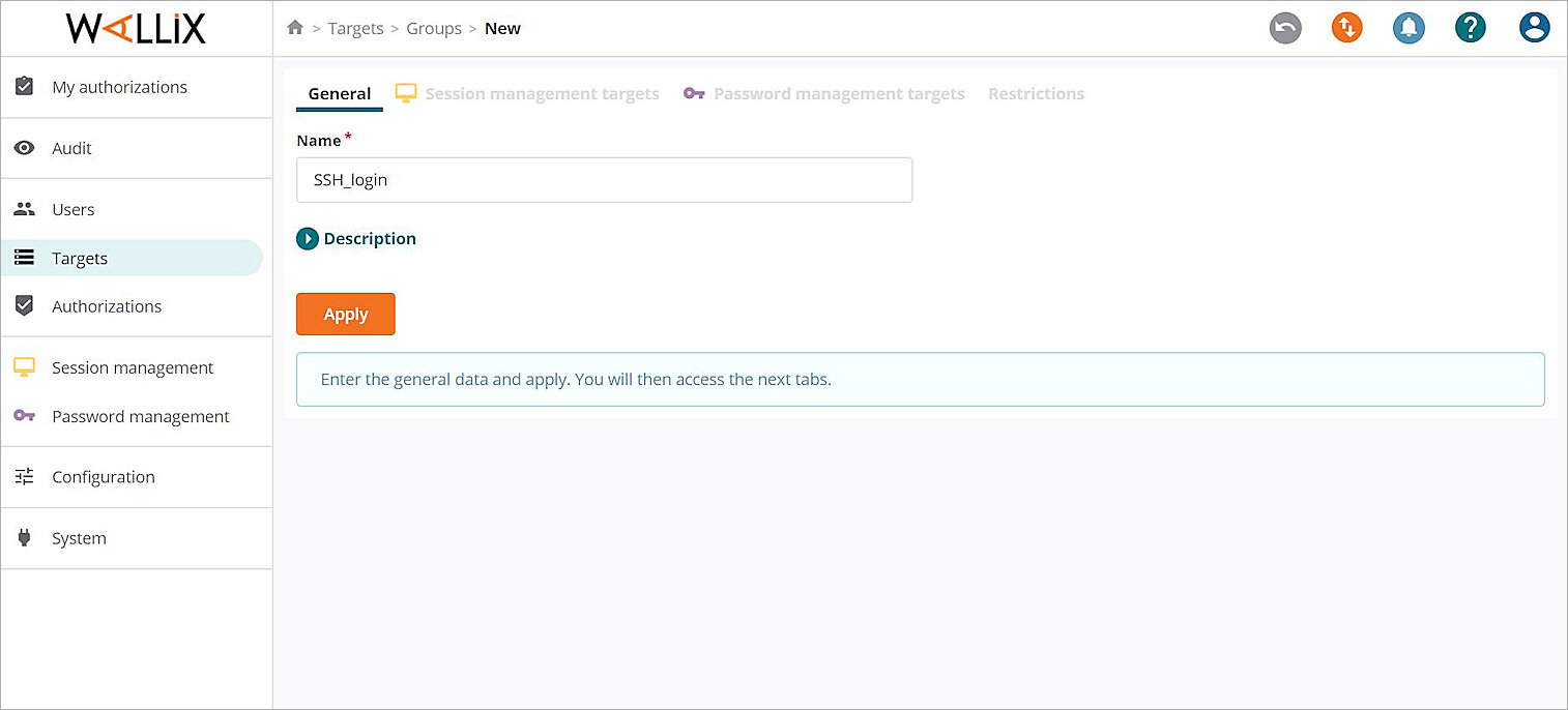 Screen shot of the General tab